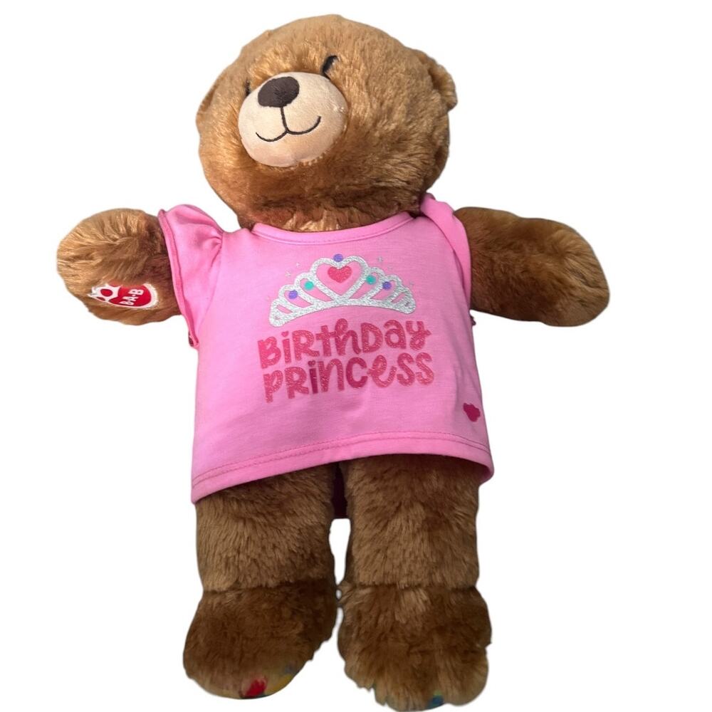 Build-A-Bear Birthday Princess Pink Shirt Plush 15” Play Condition BAB Workshop